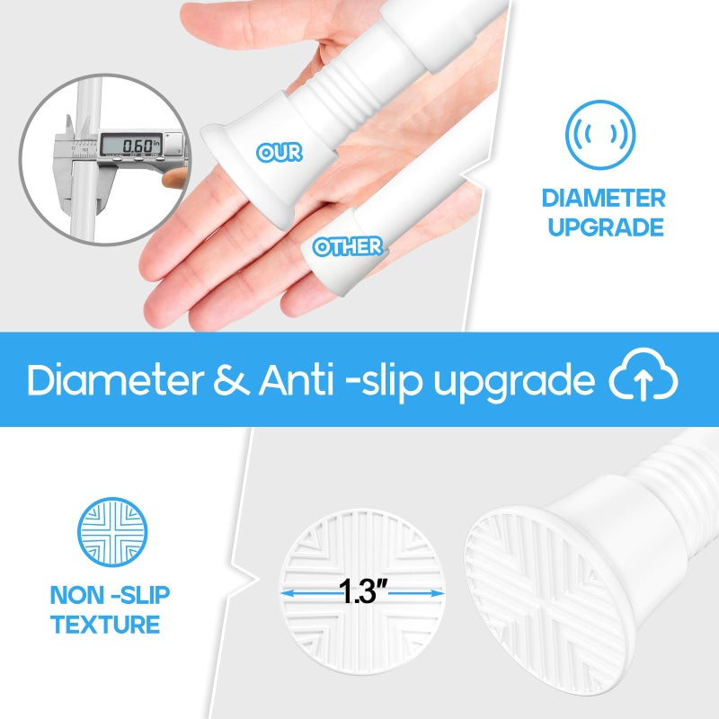 Zipglo 2pack Spring Tension Rods 18-36 Inch Adjustable White Tension Rod Spring Rod Extendable Short Curtain Rod Spring Loaded Curtain Rods Tension Rod for Curtains,Closet,Kitchen - Image 5