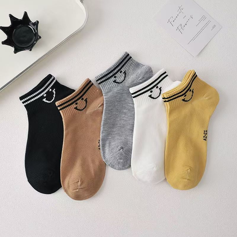 2024 Spring Summer Cute Purple Ankle Socks for Women 0199 smiley women's socks