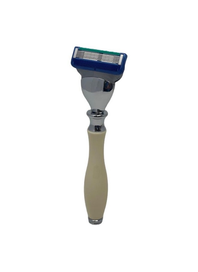 G.B.S - G.B.S Men'S Shaving Set Five Blade Razor Synthetic Brush And Razor Dual Stand Ivory Shaving Mug With G.B.S Shave Soap Alum Block Travel Brush Tube And Pre Shave Oil - Image 1