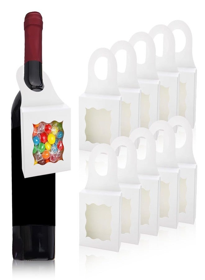 Borhmty Box Wine Bag for Candy Chocolate Cookies Packing Box Small Transparent Window Hanger for Candy Boxes for Christmas Wedding Birthday Parties Favor Wine Bottle Hanging Gift Boxes Bulks 10 Pcs - Image 1