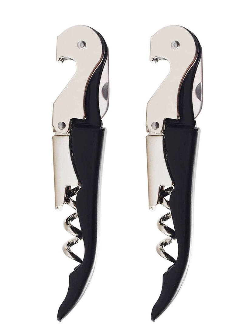 SYOSI 2 Pack Waiter Corkscrew Heavy Duty Chrome Waiter Corkscrew Drink Opener with Foil Cutter for Bartenders and Waiter Black Bottle Opener - Image 1