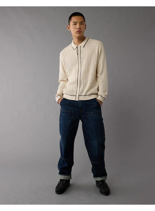 امريكان ايجل AE Long-Sleeve Tipped Sweater Polo Shirt
