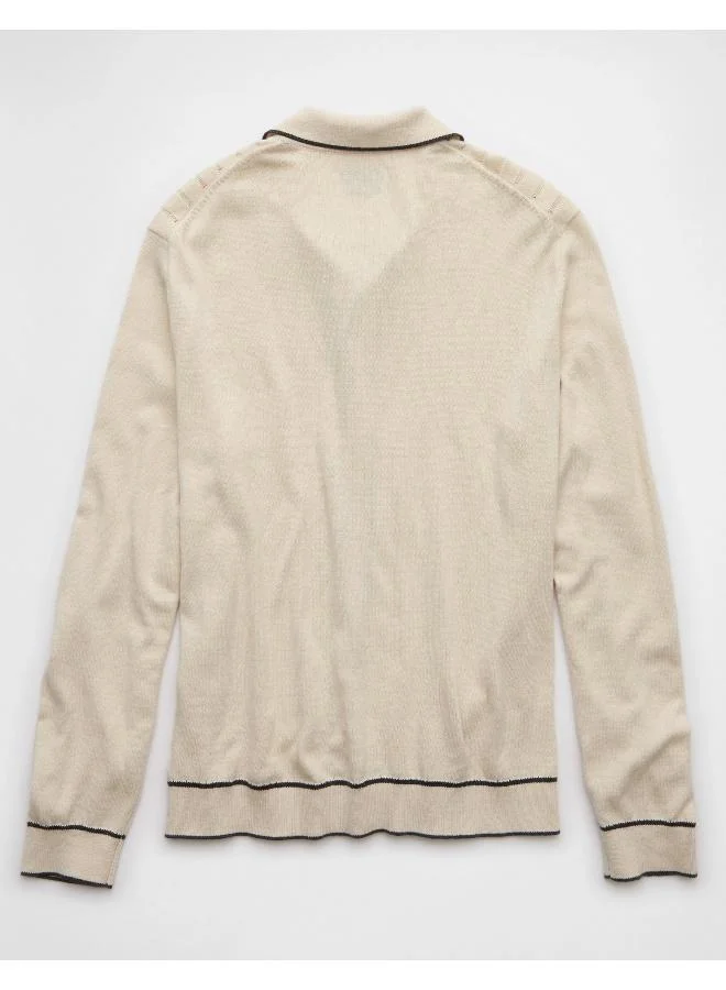 امريكان ايجل AE Long-Sleeve Tipped Sweater Polo Shirt