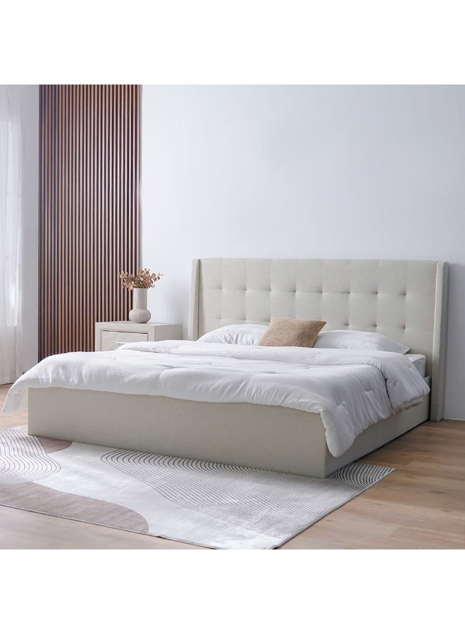 DANUBE HOME Supreme Twix 160x200 Upholstered Bed | Modern Design Wooden Double Bed Frame Furniture | Comfortable Bed (Mattress Not Included) L215.5xW182xH111cm-Beige - Image 1