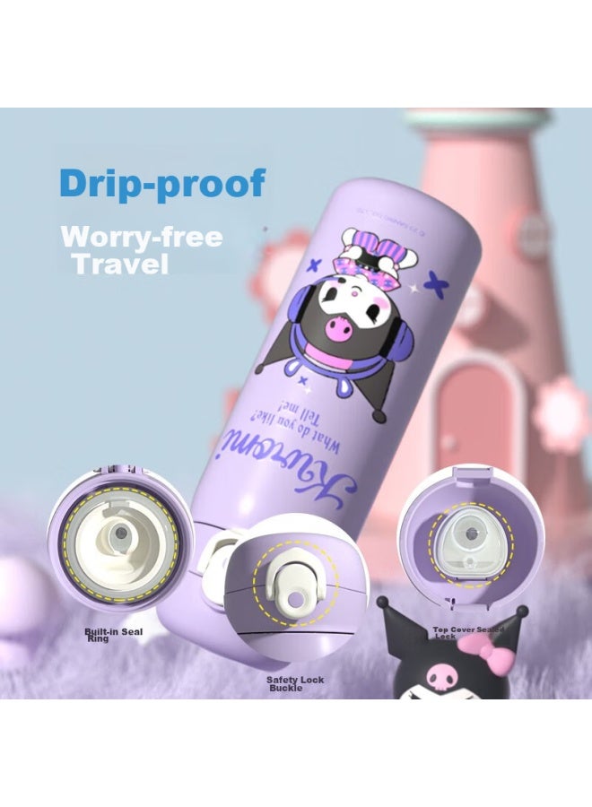 Milonbear Children's Insulated Cup Kuromi 316 Stainless Steel Straw Direct Drinking Dual-use Elementary School Student Water Bottle For School Girls Water Jug - Image 4