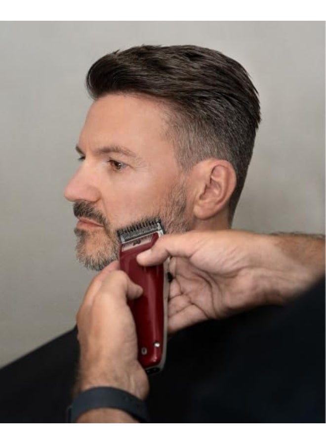 Moser 1400 Cordless Professional Hair Clipper for Men (Made in Germany) | High-grade Stainless Steel blade set | MultiClick Adjustment | 3-Hour Battery Life and Fast Charging (1430-0050) Burgundy - Image 5
