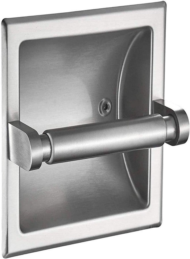 M2cbridge 18/8 Stainless Steel Hotel Style Brushed Nickel Recessed Bathroom Toilet Paper Holder with Rear Mounting Bracket for Wooden/Cement Wall - Image 1