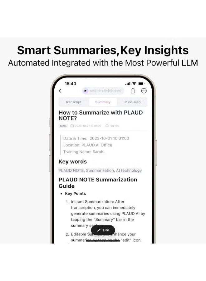 PLAUD AI Voice Recorder, PLAUD Note Voice Recorder w/Case, App Control, Transcribe & Summarize Empowered by ChatGPT, Support 59 Languages, 64GB Memory, Audio Recorder for Lectures, Meetings, Calls, Silver - Image 3