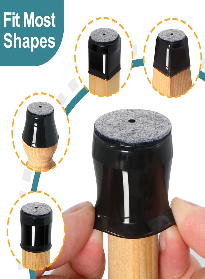 ANSIBLE Chair Leg Floor Protectors, 24 Pcs Black Silicone Felt Furniture Pads Caps Covers for Hardwood Floors (:Fit 0.9in-1.29in) - Image 3