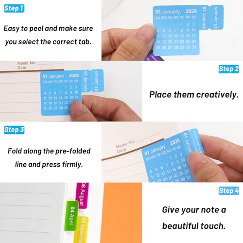Fancy Land 2026 Calendar Stickers Monthly Index Tabs Planner Adhesive Divider 10 Sets 240 Tabs - Image 4