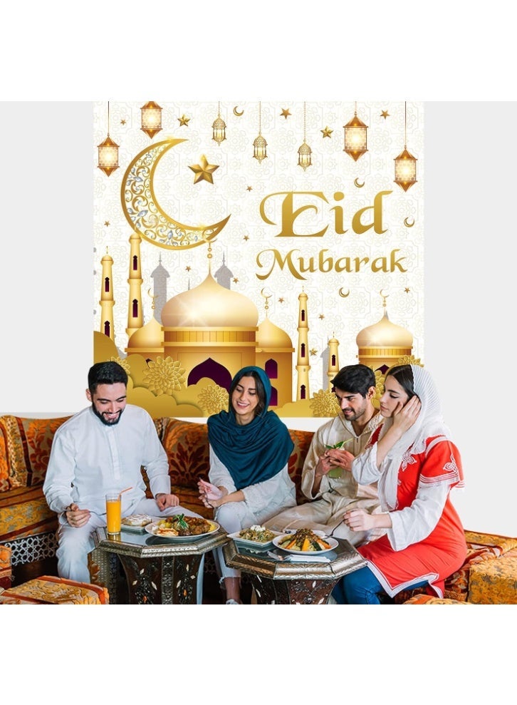 Balloon World Eid Decorations for Home - 70PCS White Gold Ramadan Confetti Balloons with Mubarak Moon Star Foil Balloon, Backdrop for Eid Party Supplies, Eid Decorative Banner for Eid al-Fitr and al-Adha Decor - Image 5