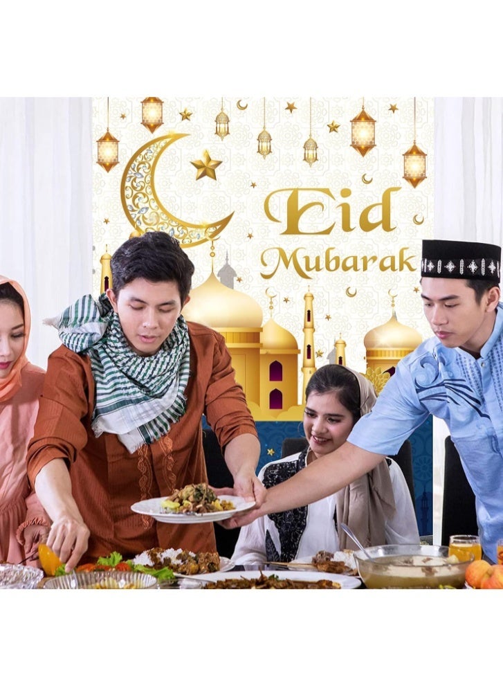 Balloon World Eid Decorations for Home - 70PCS White Gold Ramadan Confetti Balloons with Mubarak Moon Star Foil Balloon, Backdrop for Eid Party Supplies, Eid Decorative Banner for Eid al-Fitr and al-Adha Decor - Image 4