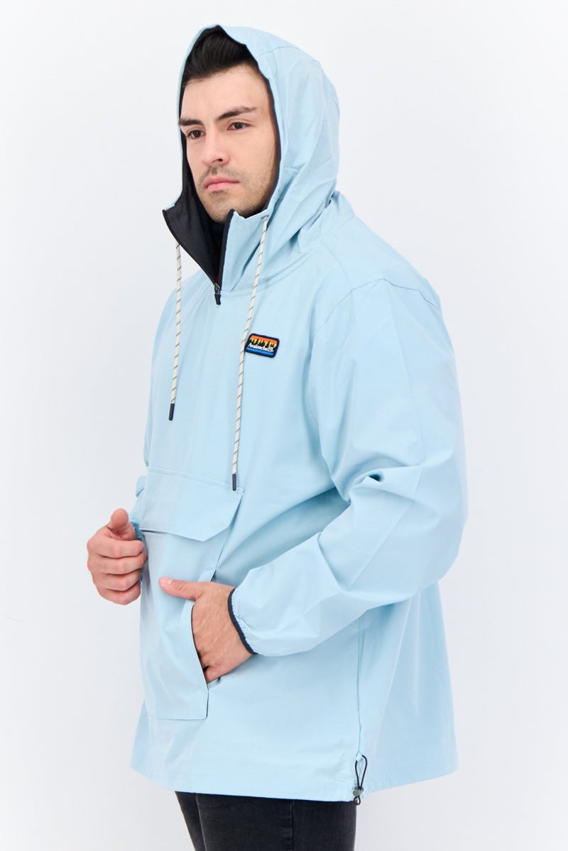 Avalanche Men Embroidered Logo Windbreaker Jacket, Light Blue  - Image 2