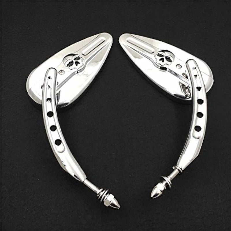 XKMTChrome Skull Side Mirrors Compatible With 1984 and up HD Touring Street Glide Road Glide Special Electra Glide Ultra Classic Ultra Limited B01J3CMT9A