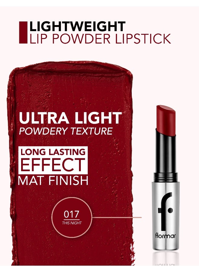 flormar Lightweight Lip Powder – 017 This Night – Matte Finish Lip Color, Powder-Soft Texture, Lightweight Feel, Smooth Comfortable Wear - Image 4