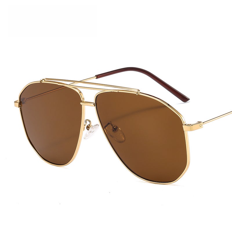Generic Unisex Metal Sunglasses 9835 Fashionable Face-Slimming Shades C2 gold frame tea slices 