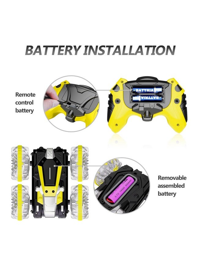 Hony Toys For 5 12 Year Old Boys Amphibious Rc Car For Kids 2.4 Ghz Remote Control Boat Waterproof Rc Stunt Car Truck With Led Lights 4Wd Remote Control Car Boy Girl Gifts All Terrain Water Beach Pool Toy  - Image 5