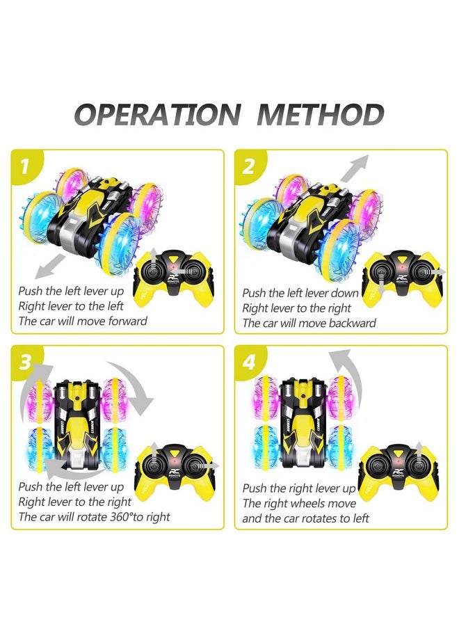 Hony Toys For 5 12 Year Old Boys Amphibious Rc Car For Kids 2.4 Ghz Remote Control Boat Waterproof Rc Stunt Car Truck With Led Lights 4Wd Remote Control Car Boy Girl Gifts All Terrain Water Beach Pool Toy  - Image 3