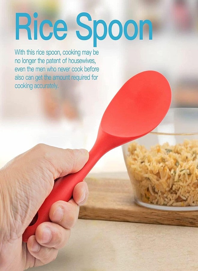 vintak Silicone Rice Spoon, Nonstick Rice Paddle for Rice Cooker, Kitchen Essential Tool (RED) - Image 3