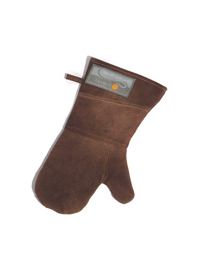 Outset Grill Mitt, Brown Leather BBQ and Oven Glove - Image 1