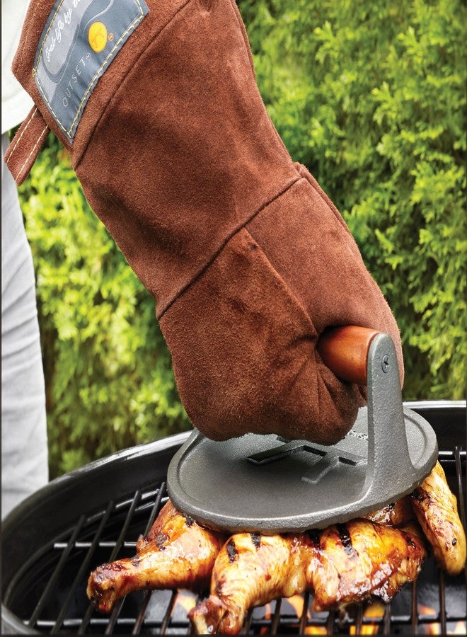 Outset Grill Mitt, Brown Leather BBQ and Oven Glove - Image 5