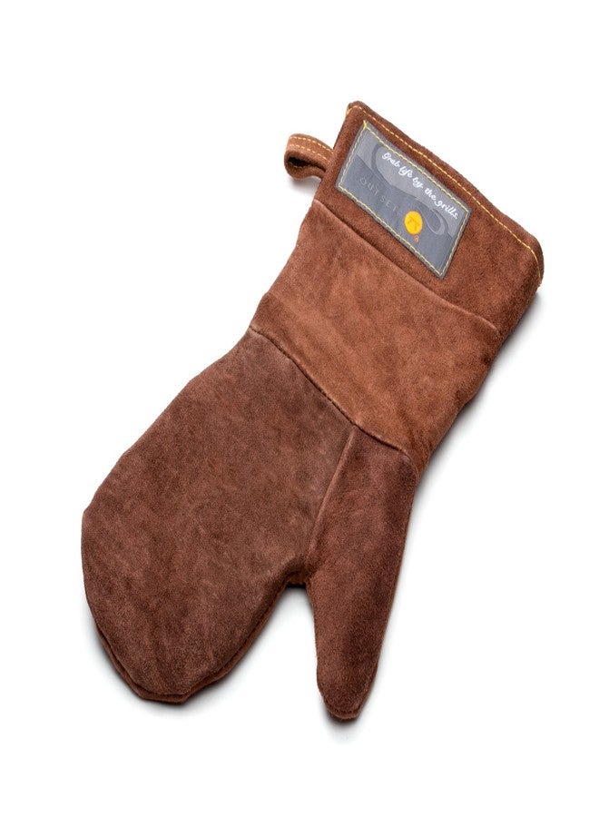 Outset Grill Mitt, Brown Leather BBQ and Oven Glove - Image 3