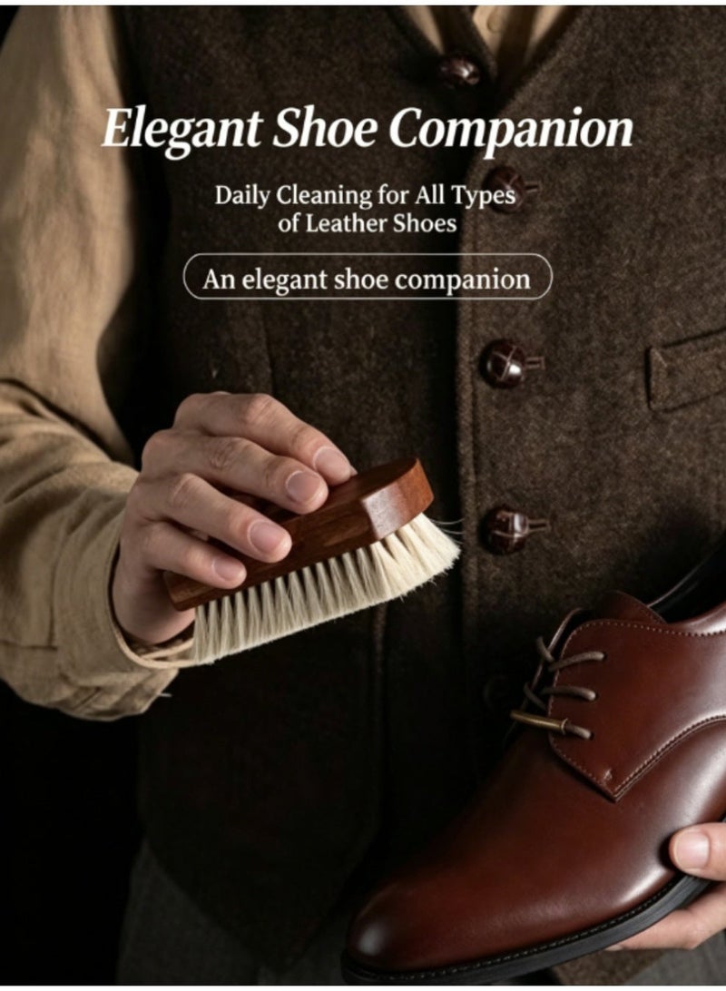 jaexest Premium Wooden Handle Horsehair Shoe Brush – Super Soft Natural Bristle for Polishing Leather Shoes, Boots & Bags – Professional Shine Kit for Men, Gentle Cleaning Tool for Delicate Leather - Image 2