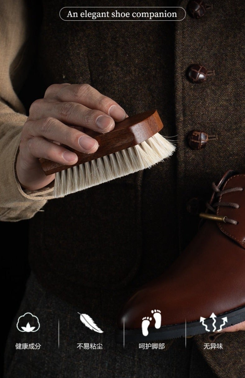 jaexest Premium Wooden Handle Horsehair Shoe Brush – Super Soft Natural Bristle for Polishing Leather Shoes, Boots & Bags – Professional Shine Kit for Men, Gentle Cleaning Tool for Delicate Leather - Image 3
