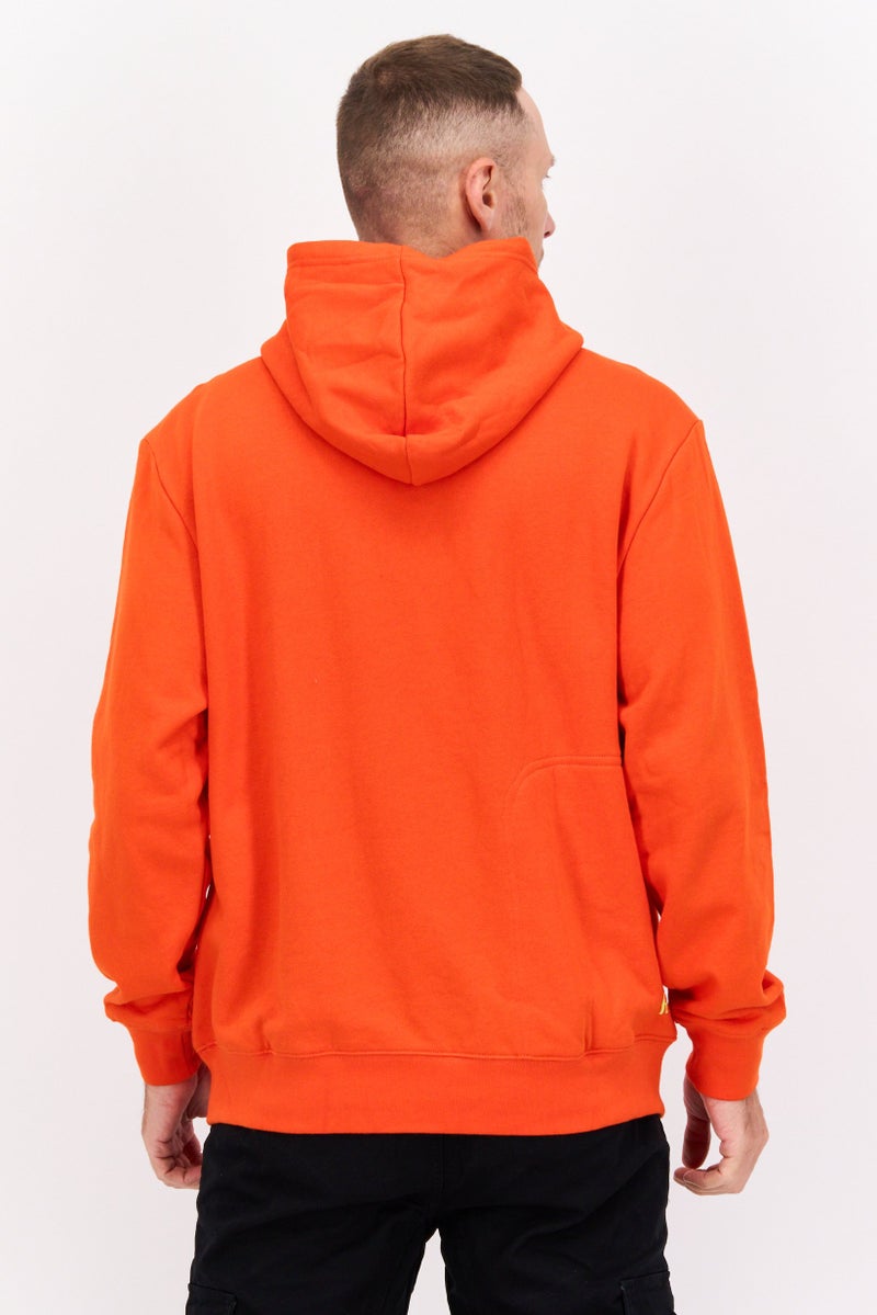 D RT هودي بأكمام طويلة بطباعة جرافيك للرجال، برتقالي - Image 3