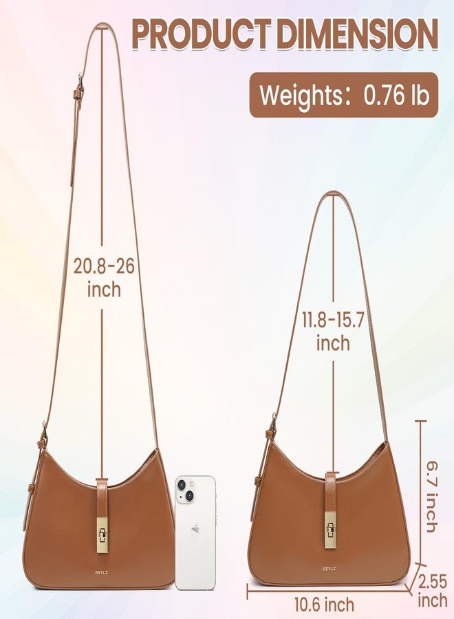 Keyli Fashion Shoulder Bag for Women Vegan Leather Adjustable Handbags Hobo Bags Purses with Long Strap, B-brown, 207.5 cubic inches - Image 4