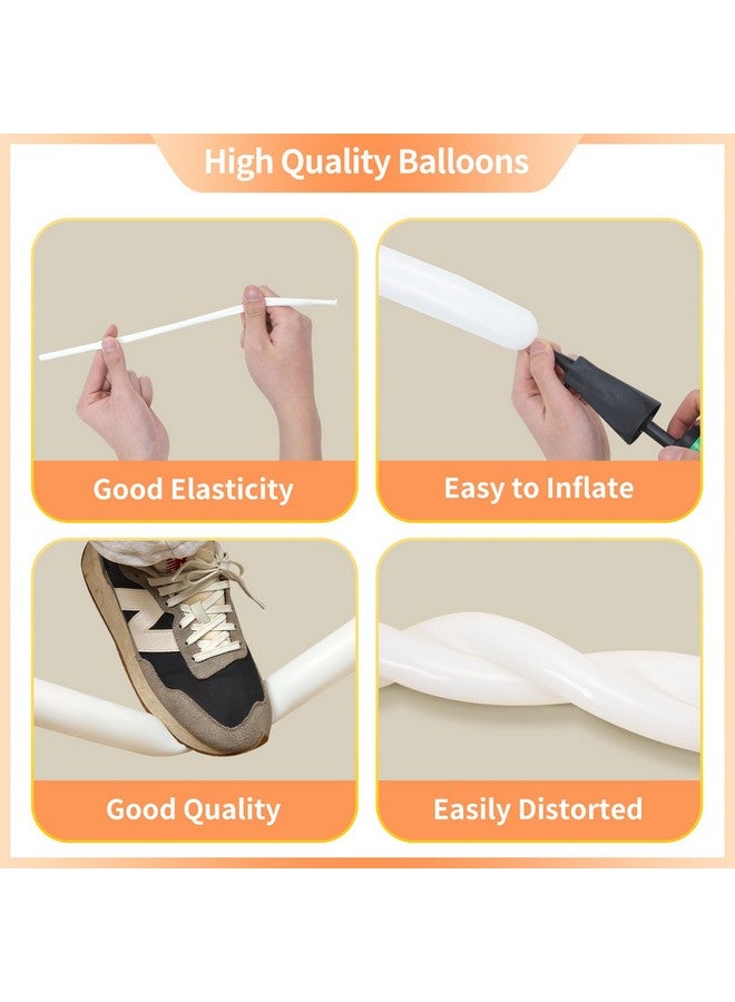RUBFAC 260 White Long Balloons for Tying Arch, 100pcs Twisting Balloon for Garland Animals Modeling, Birthday, Wedding, Party Decorations - Image 3