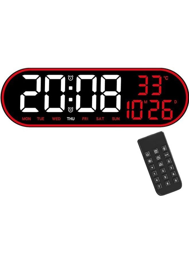 PADOM ساعة حائط رقمية بادوم بشاشة كبيرة، ساعة منبه رقمية 15 بوصة، ساعة رقمية LED مع جهاز تحكم عن بعد، سطوع قابل للتعديل، ساعة كبيرة للعد التنازلي مع التاريخ، الأسبوع، درجة الحرارة، طاقة سلكية - Image 1