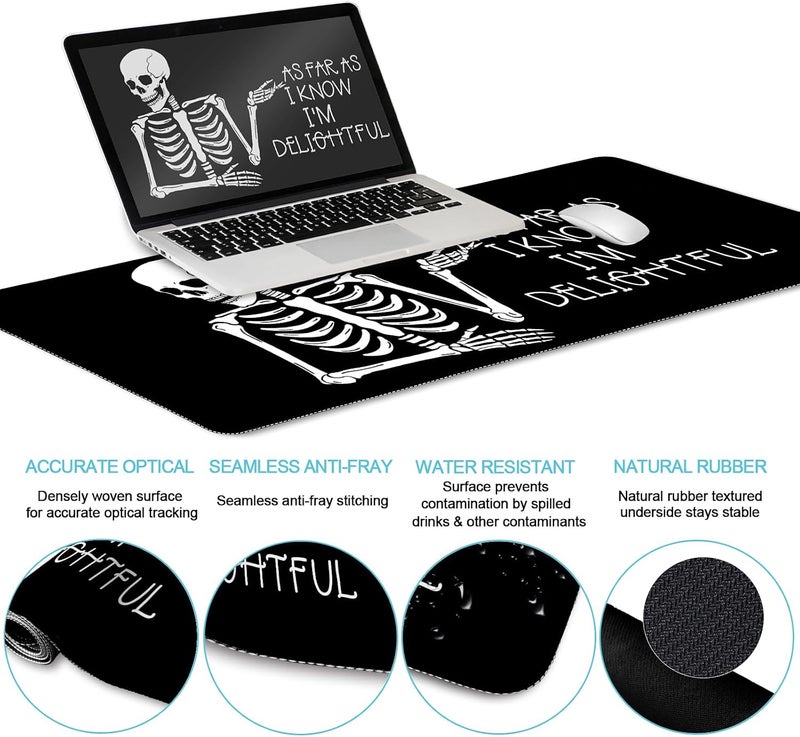 LIMKRIAN Ergonomic Mouse Pad with Wrist Rest Desk Mat Set, Skeleton Gaming Mouse Pads, Keyboard Mat Wrist Rest Cup Coaster, Funny Office Desk Accessories - Image 5