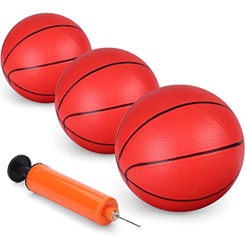Amarlozn 6 Mini Basketball for Mini Basketball Hoop Small Replacement Ball Toy for Over The Door Hoop PVC Balls for Kids Toddler Beach Indoor Outdoor Sport Pool Game Gift Set 3 PCS with Pump - Image 1