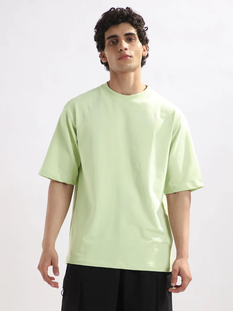 NOBERO Men's Light Green Oversized T-Shirt