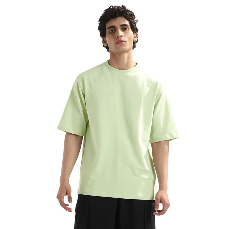 NOBERO Men's Light Green Oversized T-Shirt