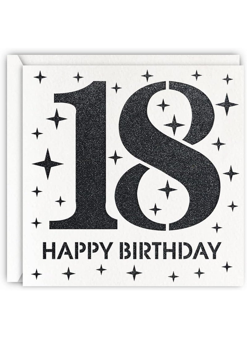 MAGJUCHE MAGJUCHE Black 18th Birthday Card Laser Cut Glitter Girl Boy Age 18 Gift For Daughter Son  - Image 1