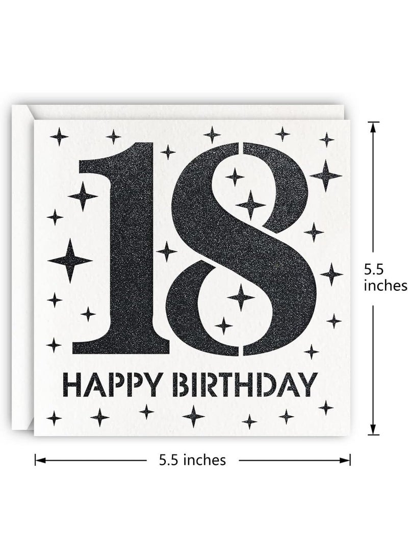MAGJUCHE MAGJUCHE Black 18th Birthday Card Laser Cut Glitter Girl Boy Age 18 Gift For Daughter Son  - Image 2
