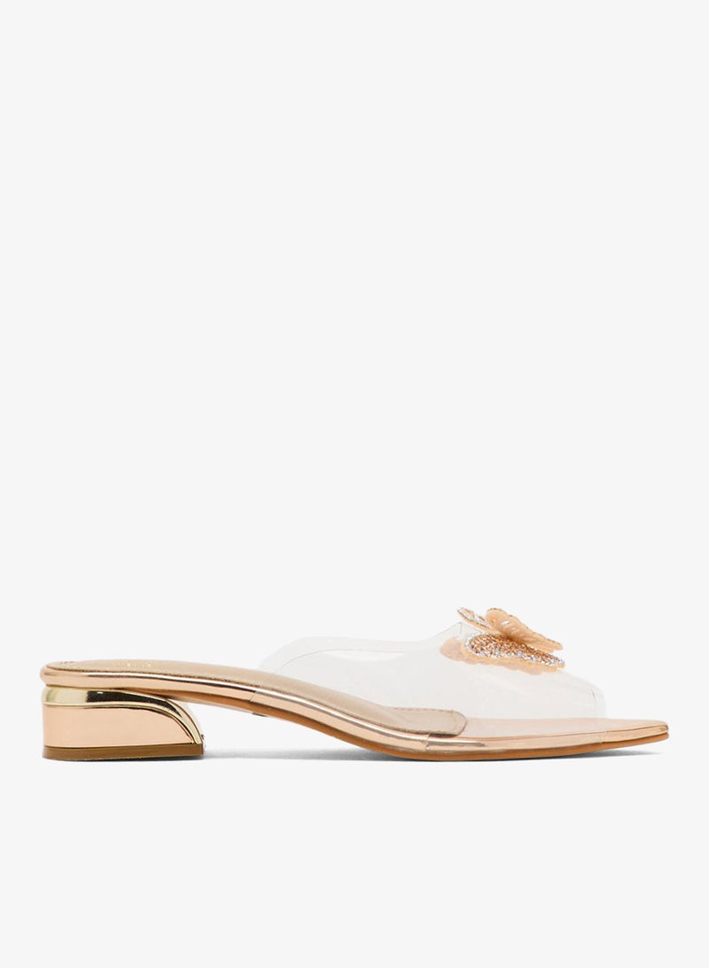 Pink Step Low Heeled Clear Sandal - Image 1