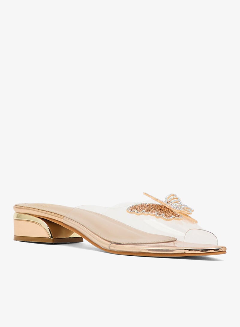 Pink Step Low Heeled Clear Sandal - Image 3
