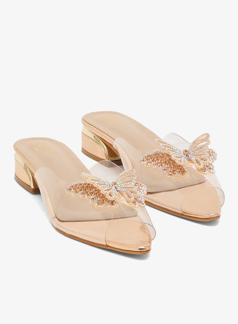 Pink Step Low Heeled Clear Sandal - Image 4