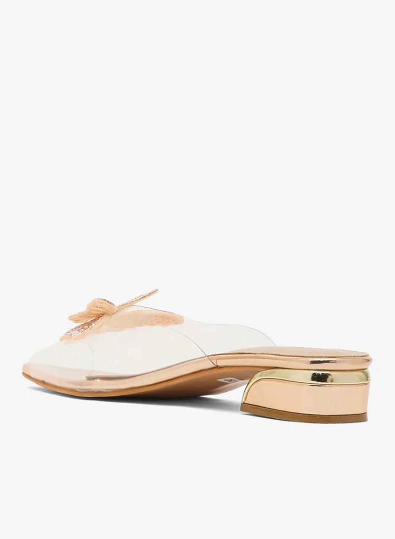 Pink Step Low Heeled Clear Sandal