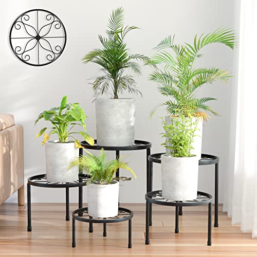 Linpla 5Pack Decent Metal Plant Stands Heavy Duty Flower Pot Stands for Multiple Plant AntiRust Iron Plant Pot Shelf Decoration Racks for Home Indoor and Outdoor 5 Pack Black