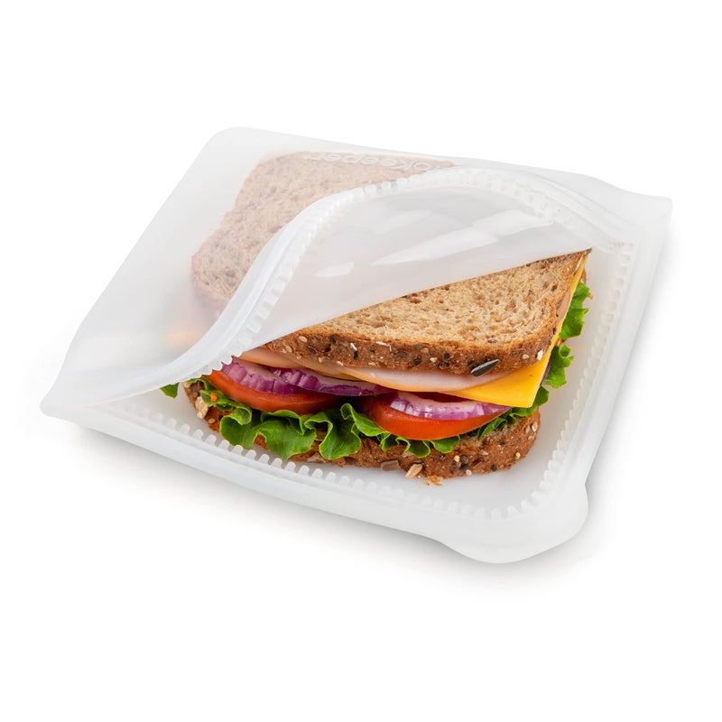ProKeeper DualZipper 100 Silicone Sandwich Bag Clear Reusable LeakProof EcoFriendly Food Storage for Sandwiches and Snacks