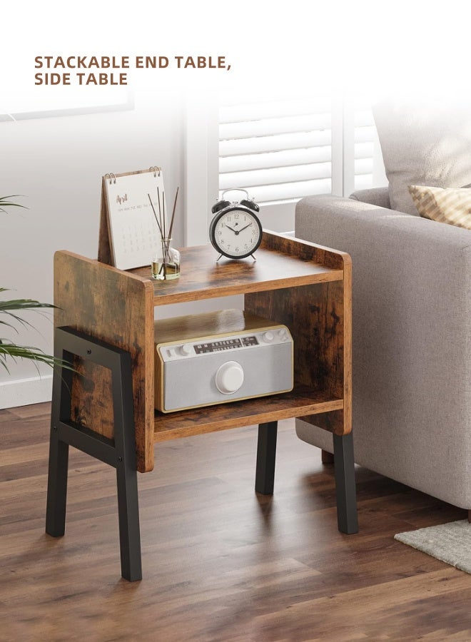 Ammar Space NightStand Set 2 Stackable End Tables Side Table with Open Storage Shelf 2-Tier Modern Nightstands Home Bedside Table  for Bedroom Living Room  - Image 5