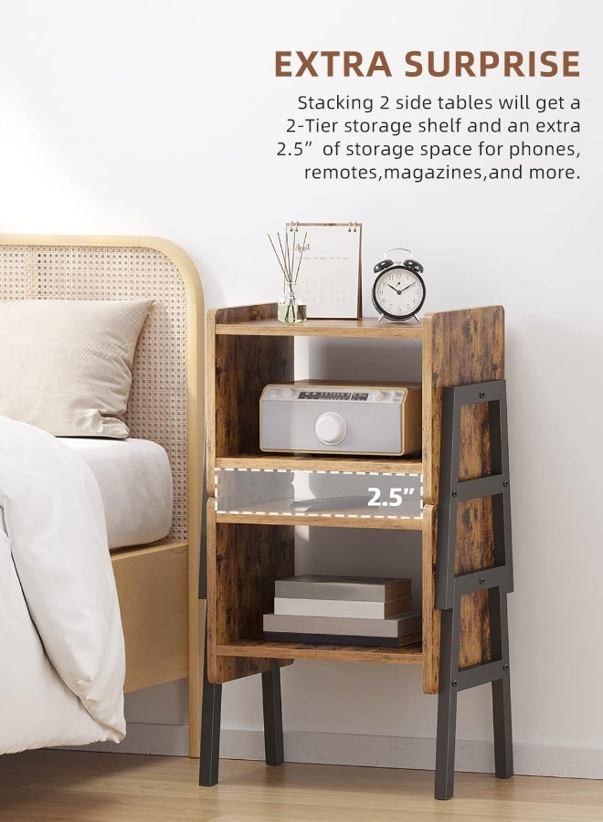Ammar Space NightStand Set 2 Stackable End Tables Side Table with Open Storage Shelf 2-Tier Modern Nightstands Home Bedside Table  for Bedroom Living Room  - Image 4