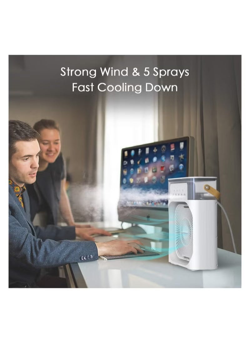 WEIDASI - Portable Mist Sprinkler Fan With 5 Water Outputs And 3 Speeds And 7 Different LEDs Light Colours 600ml Capacity - Image 1