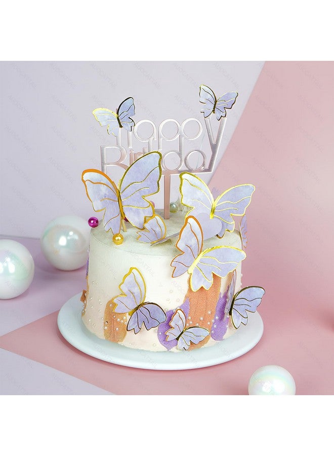 AUOCATTAIL 20 Pcs Butterfly Cake Topper 3D Pink & Purple Butterfly Cupcake Topper for Girls Women Happy Birthday Cake Wedding Party Food Decorations Supplies - Image 4