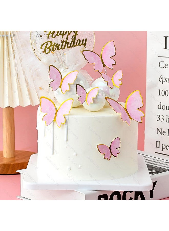 AUOCATTAIL 20 Pcs Butterfly Cake Topper 3D Pink & Purple Butterfly Cupcake Topper for Girls Women Happy Birthday Cake Wedding Party Food Decorations Supplies - Image 3