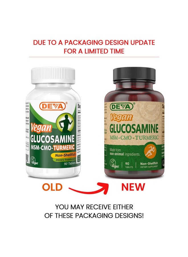 DEVA Vegan Glucosamine-MSM-CMO & Turmeric Supplement - Gluten Free Plant Based Nutritional Supplement - 90 Tablets (Pack of 2) - Image 2